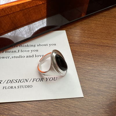 S925 Sterling Silver Agate Matte Ring