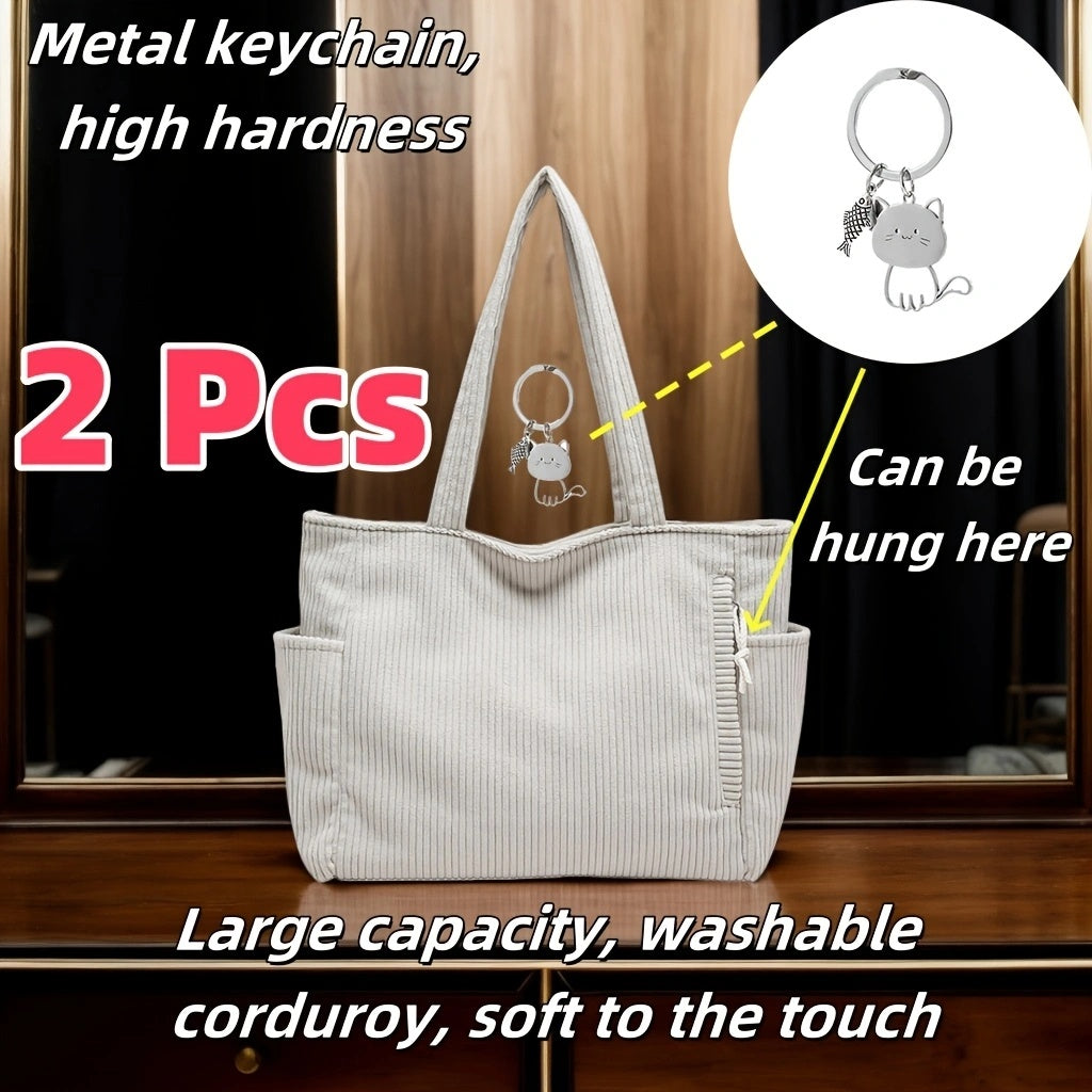 Soft Corduroy Commuter Shoulder Bag Female Large Capacity