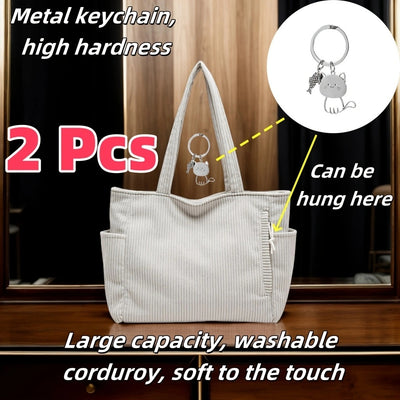 Soft Corduroy Commuter Shoulder Bag Female Large Capacity