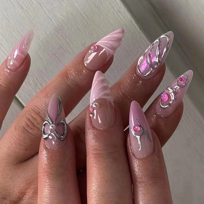 3D Three-dimensional Rhinestone Relief Fake Nails (30 styles) (x24)