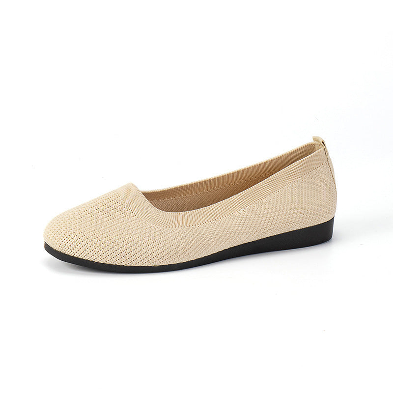Round Toe Flats Shoes Casual Comfortable Soft Slip On Knit Mesh