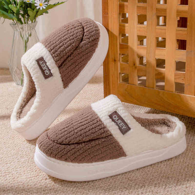 Indoor Home Non-slip Thick Bottom Plush Thermal Cotton Slippers