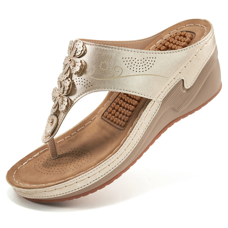 Women's High Heel Flip Flops – Non-Slip Thick Sole Sandals with Massage Insole