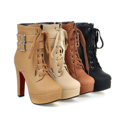 Women’s Chunky Heel Platform Boots – 12CM High Heel Stiletto Style