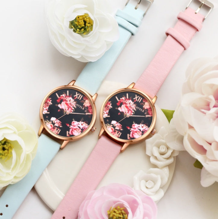 High Quality Fashion Leather Strap Rose Gold Women Watch Casual Love Heart Quartz Wrist Watch