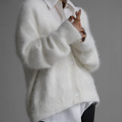 Loose V-neck Button Cardigan Fall Winter Fashion Single Breasted Knitted Sweater