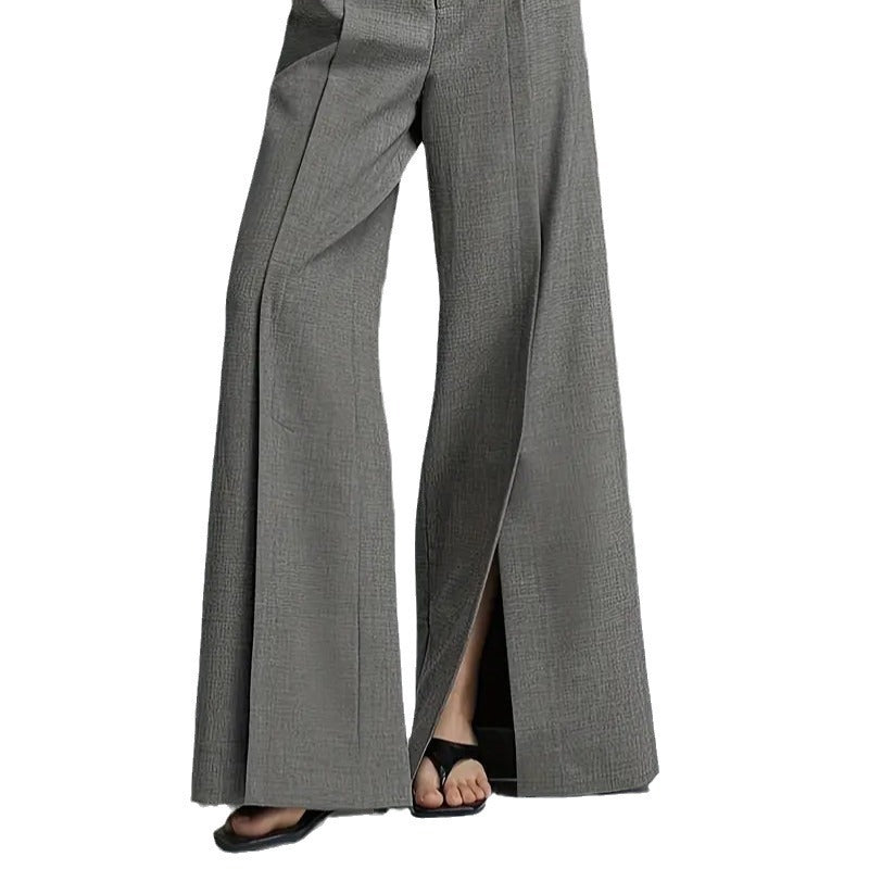 Fashion Casual Slit Solid Color Wide-leg Suit Pants