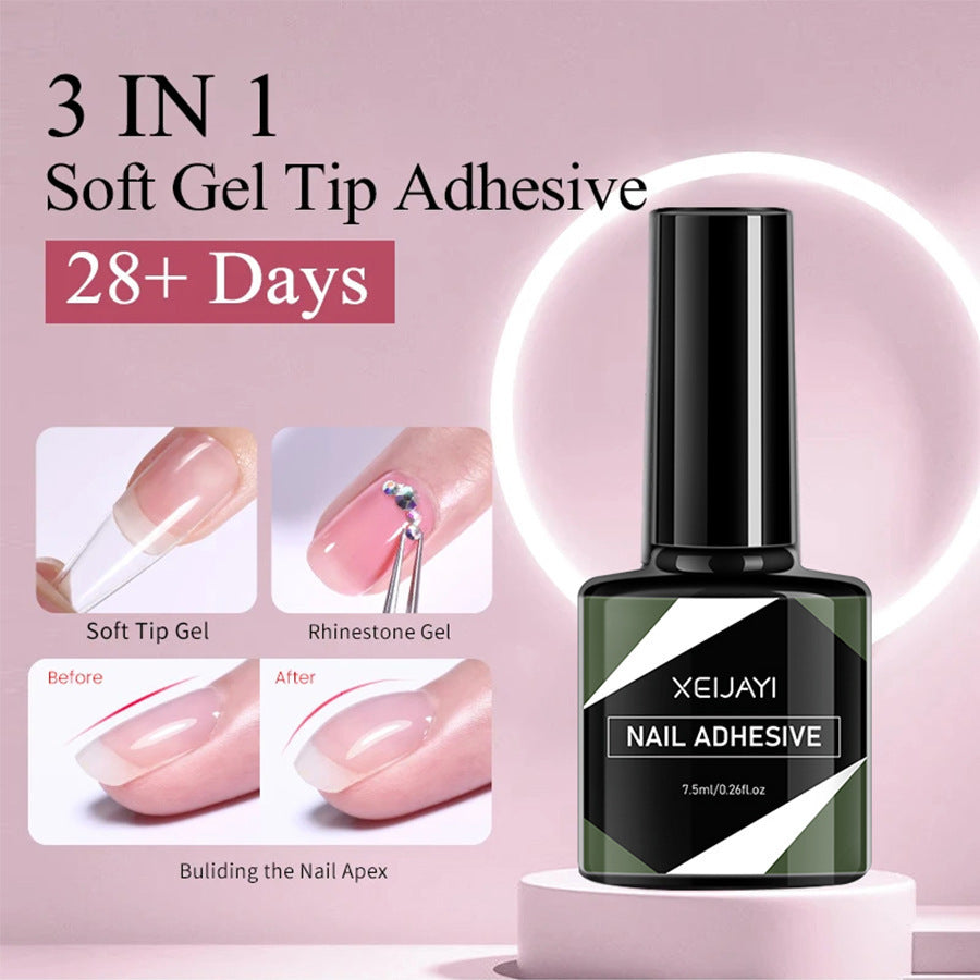 3-in-1 Soft Nail Tip Adhesive Gel – Long-Lasting Bond for Nail Extensions (7.5ml)