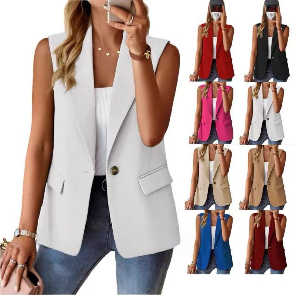 Sleeveless Solid Color Multicolor Cardigan Small Suit Jacket Ladies
