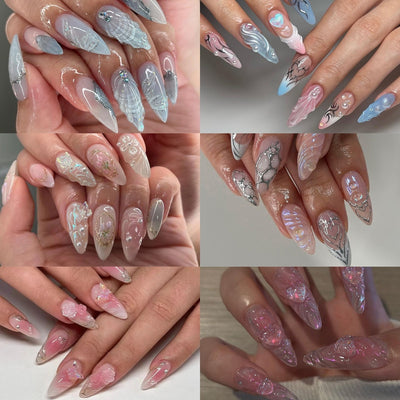 3D Three-dimensional Rhinestone Relief Fake Nails (30 styles) (x24)