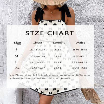 Shoulder Strap Bow Decoration With Bow Print Elegant Summer Dress