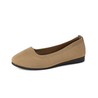 Round Toe Flats Shoes Casual Comfortable Soft Slip On Knit Mesh