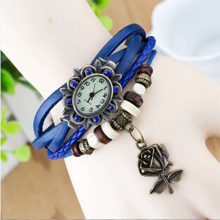 Fashionable Casual Ladies Watch Leather Wrapped Bracelet