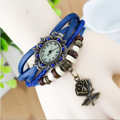 Fashionable Casual Ladies Watch Leather Wrapped Bracelet