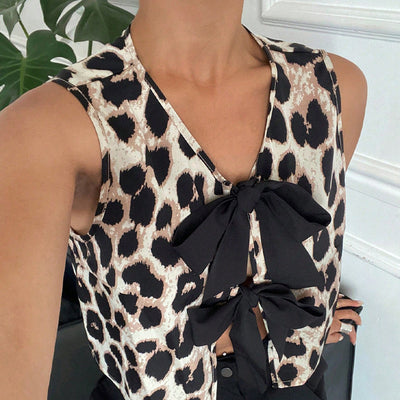 Leopard Print Vest with Bows