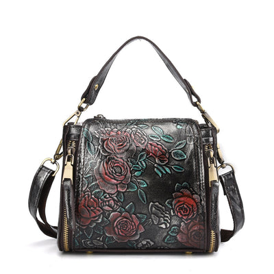 Genuine Leather Hand designed Rose Shoulder Bag For Women