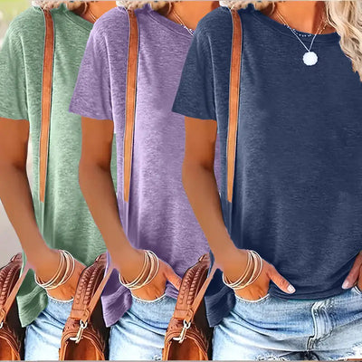 3 Pack Womens Tops Basic Summer Short Sleeve T Shirts Casual Loose Fit Tops