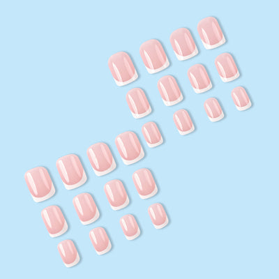 Simple White French Fake Nails (x24)