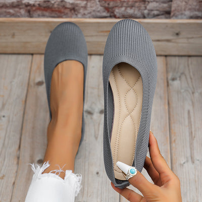 Round Toe Flats Shoes Casual Comfortable Soft Slip On Knit Mesh