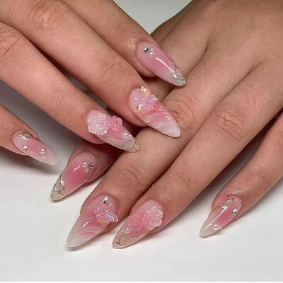 3D Three-dimensional Rhinestone Relief Fake Nails (30 styles) (x24)