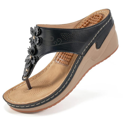 Women's High Heel Flip Flops – Non-Slip Thick Sole Sandals with Massage Insole