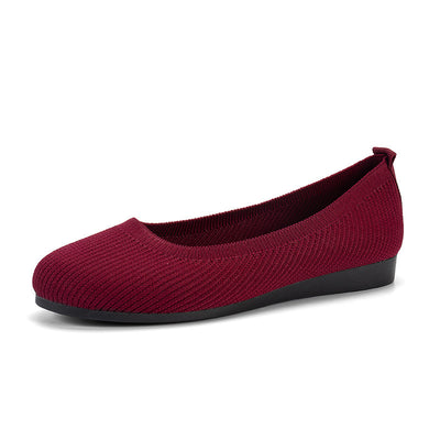 Round Toe Flats Shoes Casual Comfortable Soft Slip On Knit Mesh
