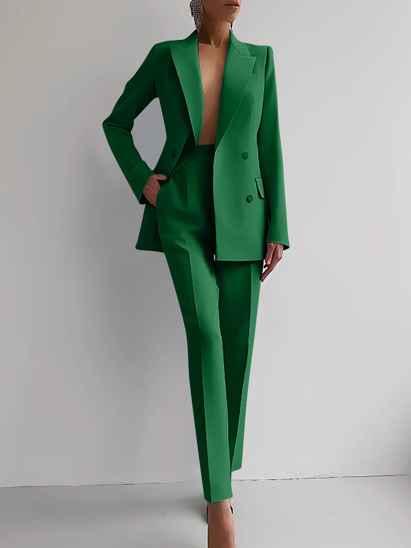 Casual Suits Fashion Long Sleeve Single-breasted Jacket Top And Slim Fit Trousers Business Suits