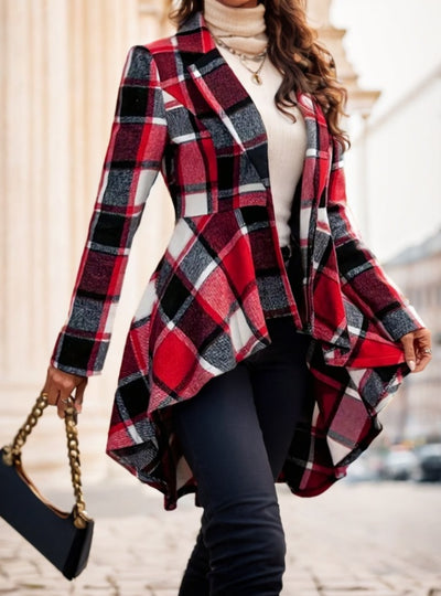 Women's Plaid Pattern Button Front Jacket