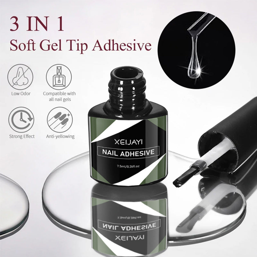 3-in-1 Soft Nail Tip Adhesive Gel – Long-Lasting Bond for Nail Extensions (7.5ml)