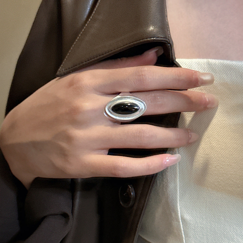S925 Sterling Silver Agate Matte Ring