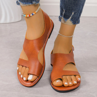 Women's Velcro Toe Covering Flat Sandals