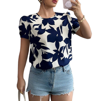 Women's Shirt Floral Pullover Short Sleeve