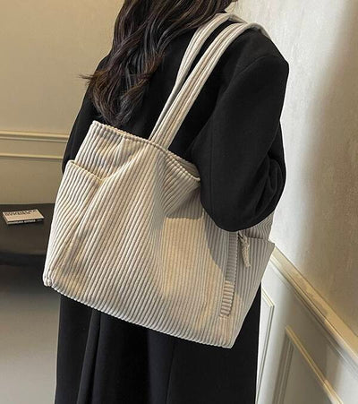 Soft Corduroy Commuter Shoulder Bag Female Large Capacity