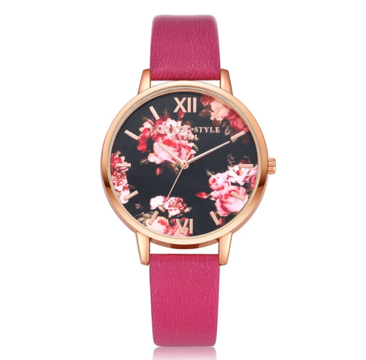 High Quality Fashion Leather Strap Rose Gold Women Watch Casual Love Heart Quartz Wrist Watch