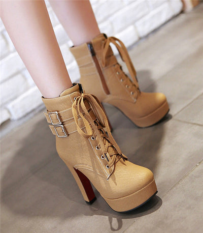 Women’s Chunky Heel Platform Boots – 12CM High Heel Stiletto Style