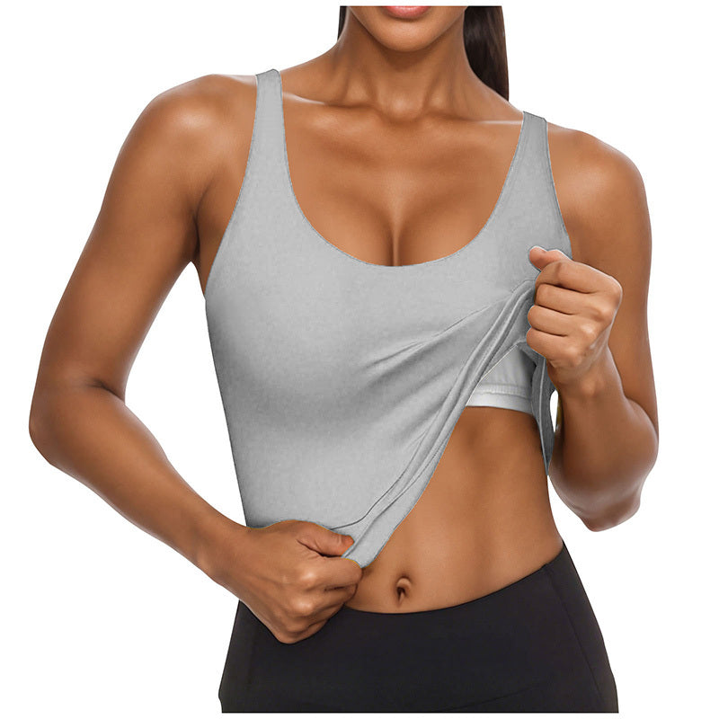 U Neck Tank Tops Built In Bra, Fitted Sleeveless Undershirt