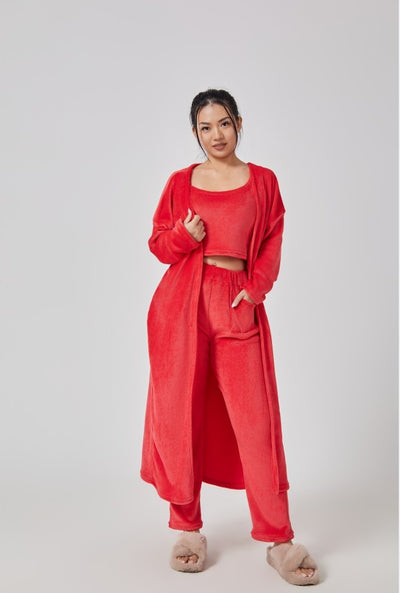 ✨ LuxeCozy™ 3-Piece Loungewear Set – Soft Knit Cardigan, Tank & Pants