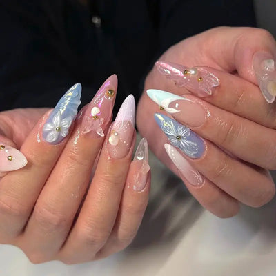 3D Three-dimensional Rhinestone Relief Fake Nails (30 styles) (x24)