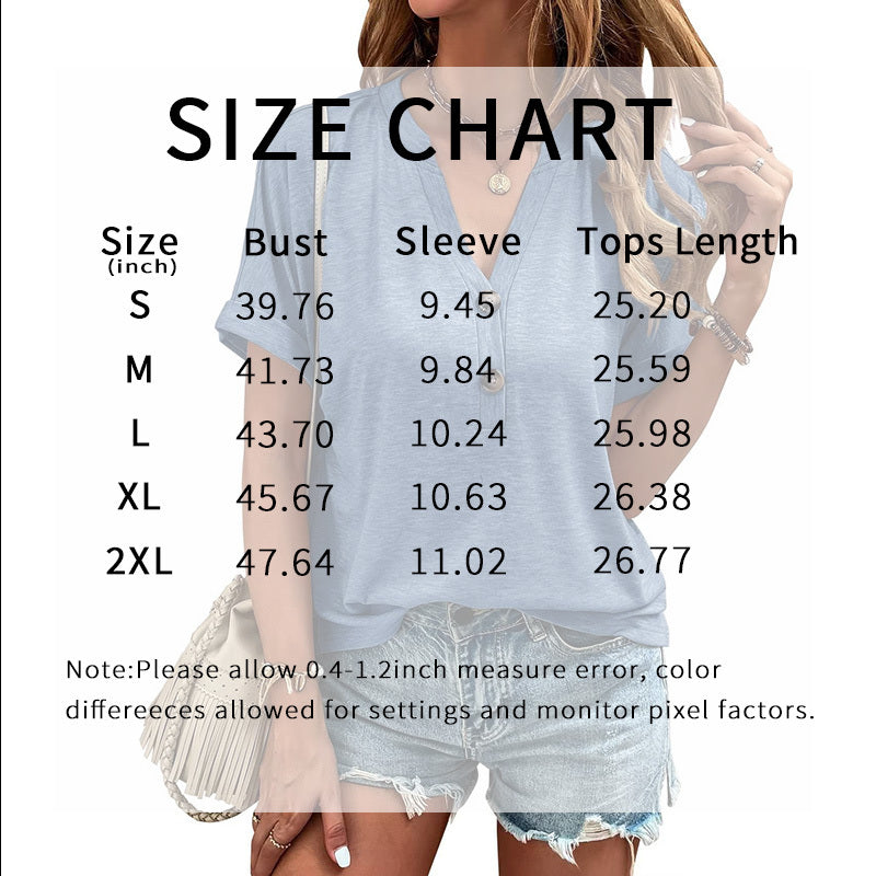 Short Sleeve Button Down V Neck Business Casual