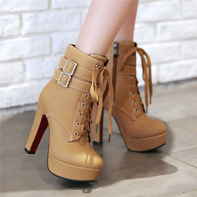 Women’s Chunky Heel Platform Boots – 12CM High Heel Stiletto Style