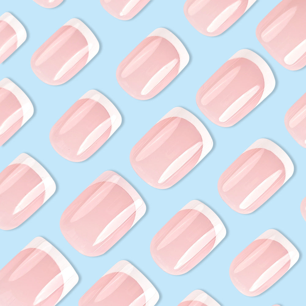 Simple White French Fake Nails (x24)