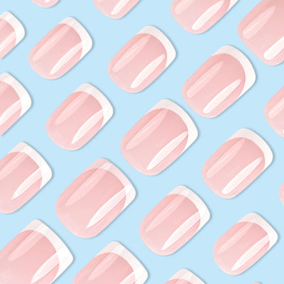 Simple White French Fake Nails (x24)