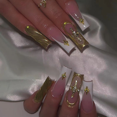 3D Three-dimensional Rhinestone Relief Fake Nails (30 styles) (x24)