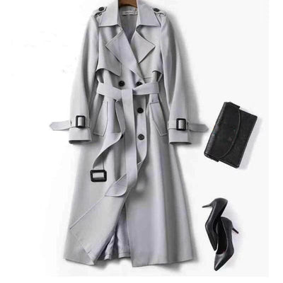 Double-breasted Mid-length Tie Trench Coat