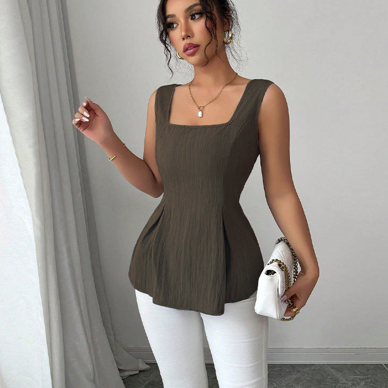 Sleeveless Sling Drawstring Top Women's Clothing