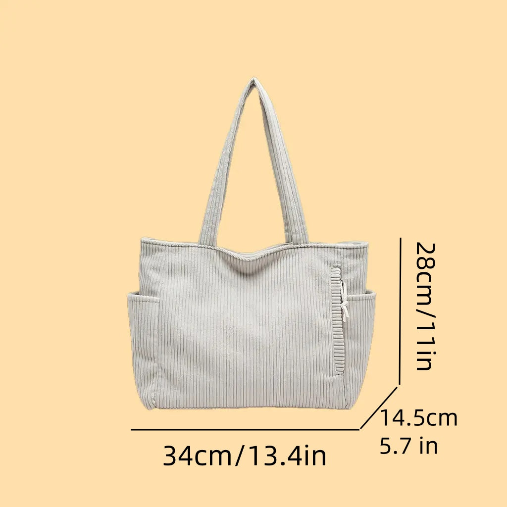 Soft Corduroy Commuter Shoulder Bag Female Large Capacity