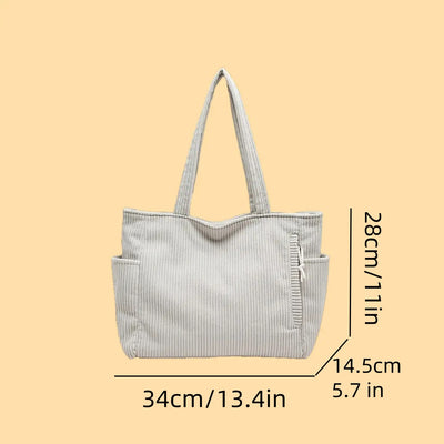 Soft Corduroy Commuter Shoulder Bag Female Large Capacity