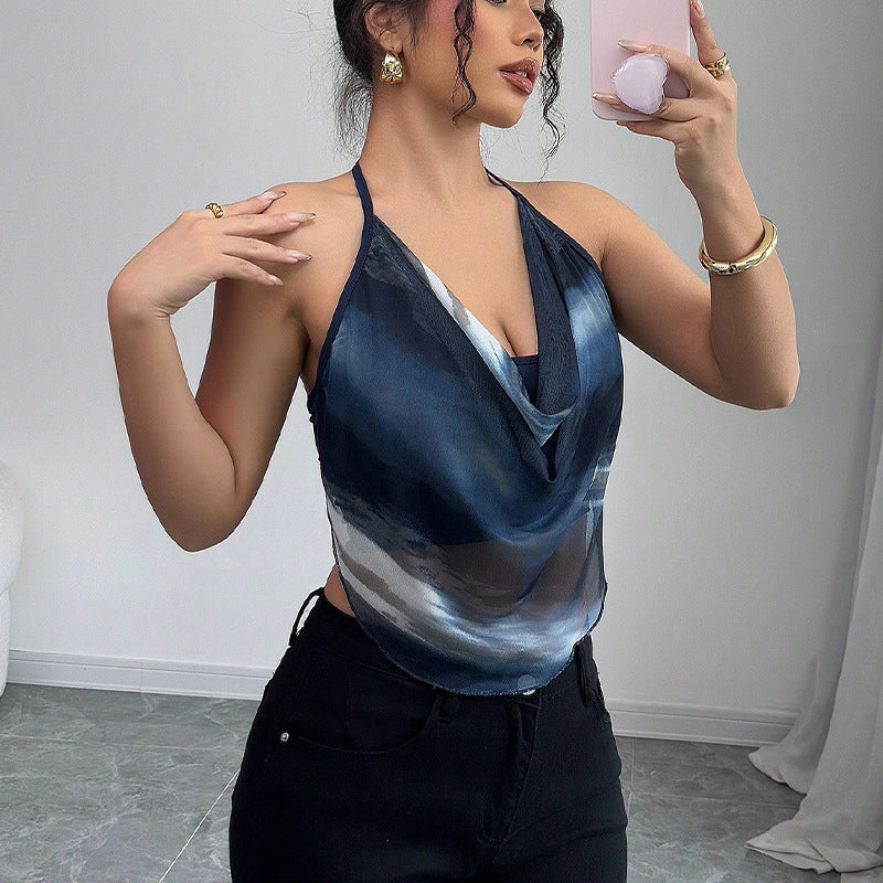 Shear Straps Tulle Halter Vest
