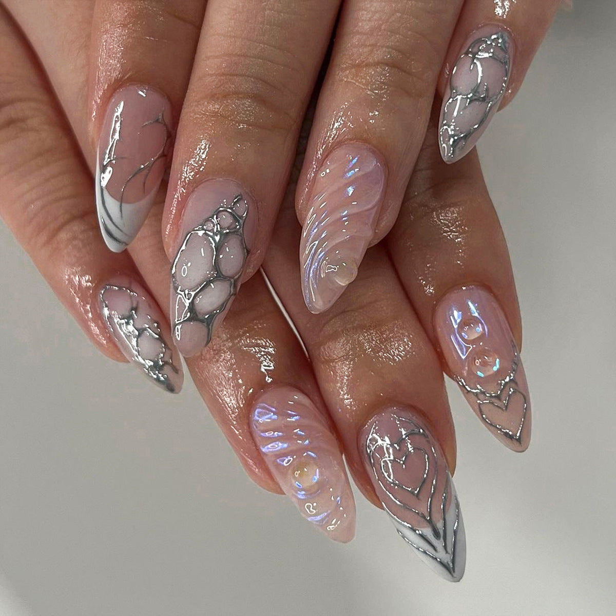 3D Three-dimensional Rhinestone Relief Fake Nails (30 styles) (x24)