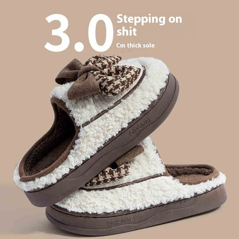 Indoor Home Non-slip Thick Bottom Plush Thermal Cotton Slippers